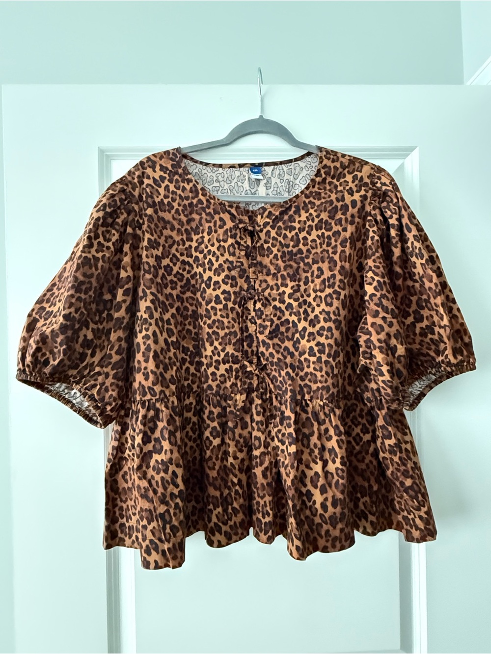 Old Navy Brown Leopard Print Peplum Blouse